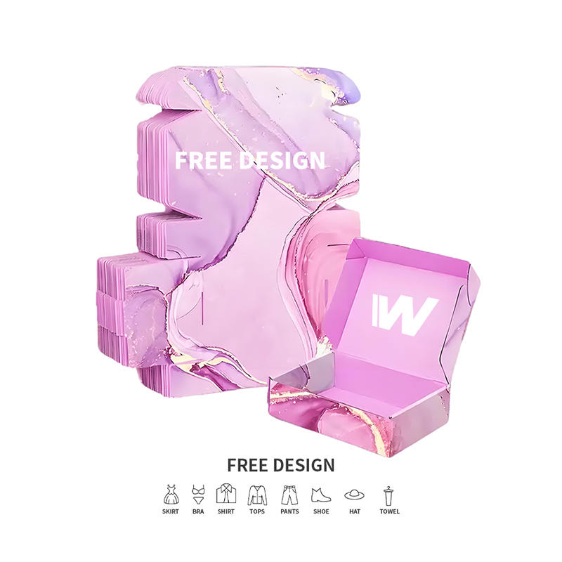 বেগুনি মার্বেল ঢেউতোলা পোশাক প্যাকেজিং বাক্স