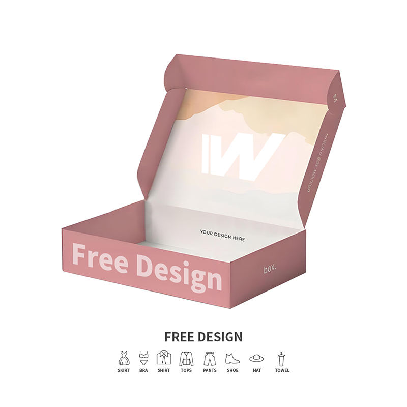 নরম গোলাপী ঢেউতোলা পোশাক প্যাকেজিং বক্স