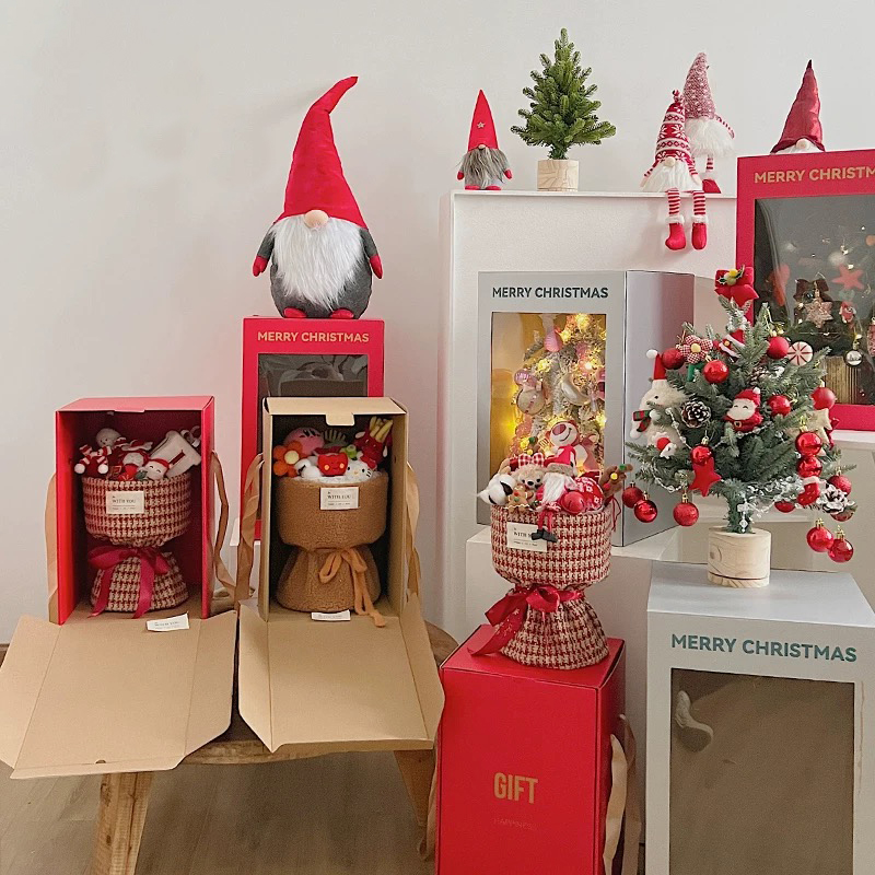 উৎসবের থিমযুক্ত স্বচ্ছ ফুলের উপহারের বাক্স